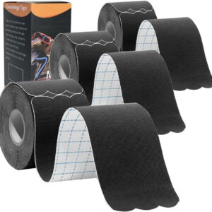 Home Sports Function Tape Professional Edition,   2“×10” 60 pre-cut  sports waterproof breathable latex-free tape, suitable for ankle wrist knee elastic running tennis swimming football and other sports activities (black)
